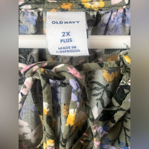 Old Navy Dress Womens 2X Green Floral Print Flutter Sleeve BOHO Cottagecore - Picture 6 of 6